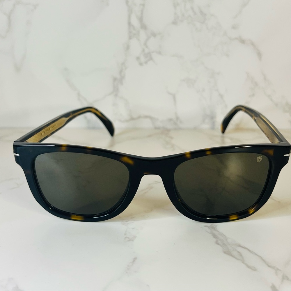 DAVID BECKHAM DB 1006/S Tortoiseshell Sunglasses Green Lenses Made in Italy NWOT - Picture 2 of 10